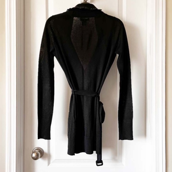 BURBERRY Vintage Lace Trim Collar Button & Tie Belt Cardigan - Picture 6 of 15